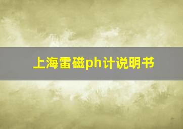 上海雷磁ph计说明书