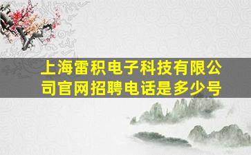 上海雷积电子科技有限公司官网招聘电话是多少号