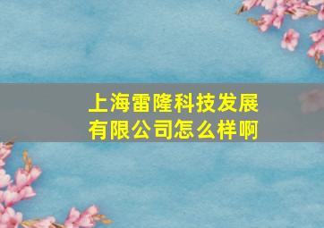 上海雷隆科技发展有限公司怎么样啊