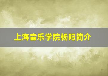 上海音乐学院杨阳简介