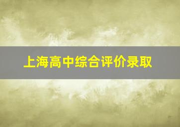 上海高中综合评价录取