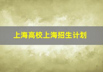 上海高校上海招生计划