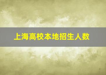 上海高校本地招生人数