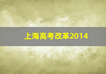 上海高考改革2014