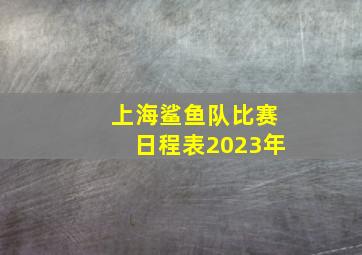 上海鲨鱼队比赛日程表2023年