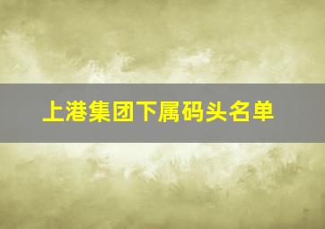 上港集团下属码头名单