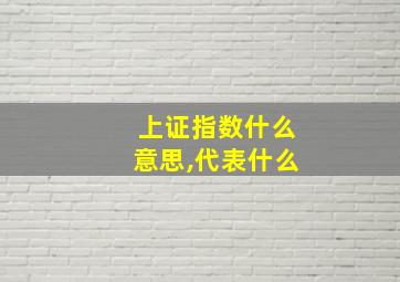 上证指数什么意思,代表什么