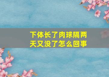 下体长了肉球隔两天又没了怎么回事