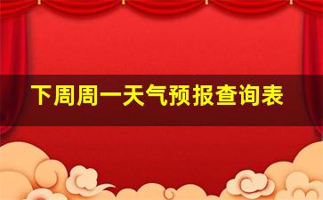 下周周一天气预报查询表