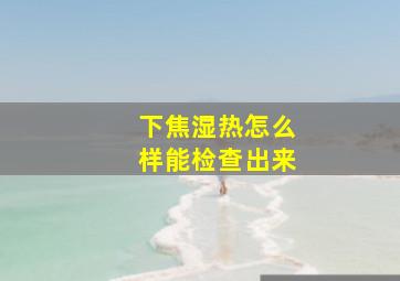 下焦湿热怎么样能检查出来