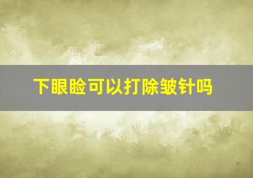 下眼睑可以打除皱针吗