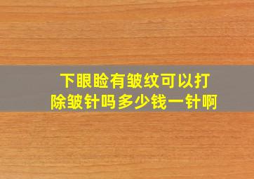 下眼睑有皱纹可以打除皱针吗多少钱一针啊