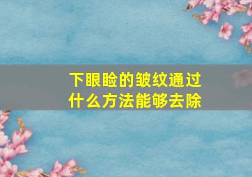 下眼睑的皱纹通过什么方法能够去除