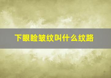 下眼睑皱纹叫什么纹路