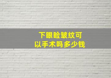 下眼睑皱纹可以手术吗多少钱