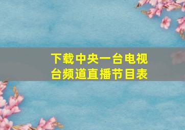 下载中央一台电视台频道直播节目表