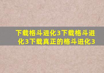 下载格斗进化3下载格斗进化3下载真正的格斗进化3