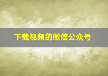 下载视频的微信公众号