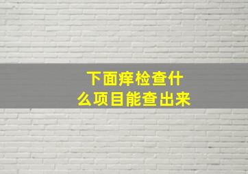 下面痒检查什么项目能查出来