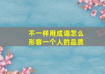 不一样用成语怎么形容一个人的品质