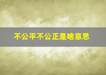 不公平不公正是啥意思