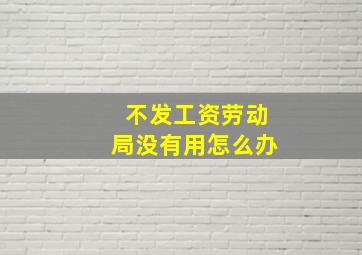 不发工资劳动局没有用怎么办