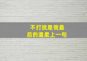 不打扰是我最后的温柔上一句