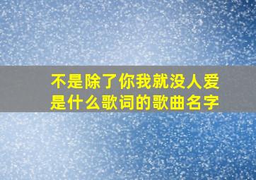 不是除了你我就没人爱是什么歌词的歌曲名字