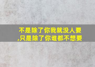 不是除了你我就没人要,只是除了你谁都不想要