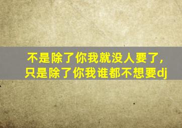 不是除了你我就没人要了,只是除了你我谁都不想要dj