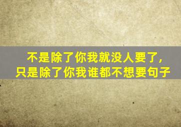 不是除了你我就没人要了,只是除了你我谁都不想要句子