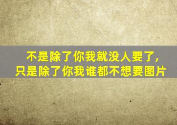 不是除了你我就没人要了,只是除了你我谁都不想要图片