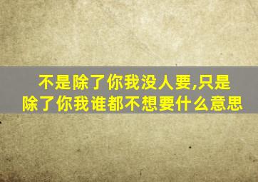 不是除了你我没人要,只是除了你我谁都不想要什么意思