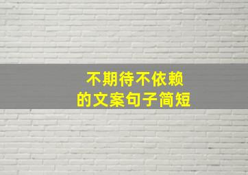 不期待不依赖的文案句子简短