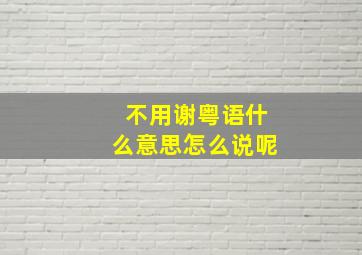 不用谢粤语什么意思怎么说呢