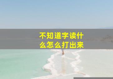 不知道字读什么怎么打出来