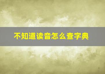 不知道读音怎么查字典