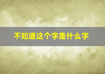 不知道这个字是什么字