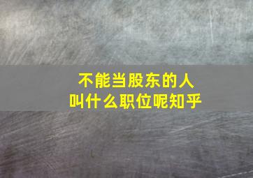 不能当股东的人叫什么职位呢知乎