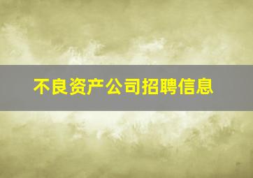 不良资产公司招聘信息