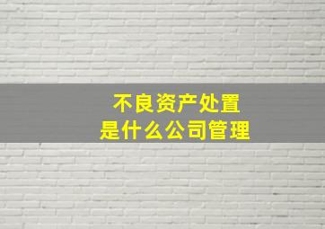 不良资产处置是什么公司管理