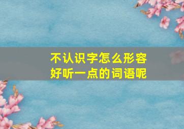 不认识字怎么形容好听一点的词语呢