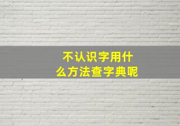 不认识字用什么方法查字典呢