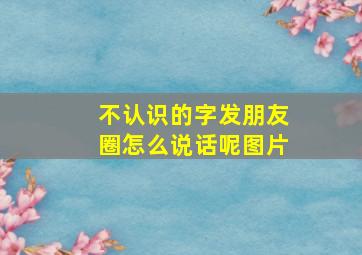 不认识的字发朋友圈怎么说话呢图片