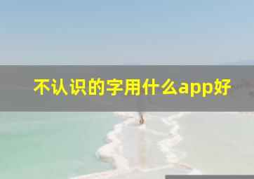 不认识的字用什么app好