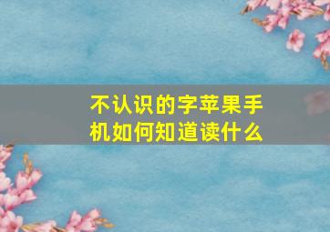 不认识的字苹果手机如何知道读什么