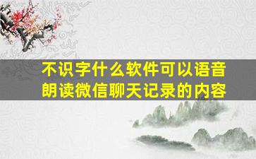 不识字什么软件可以语音朗读微信聊天记录的内容