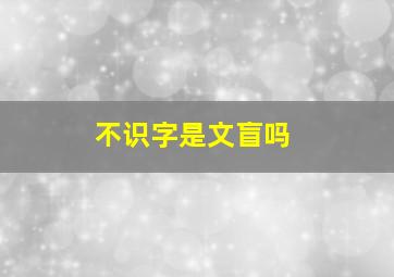 不识字是文盲吗