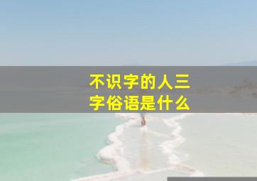 不识字的人三字俗语是什么