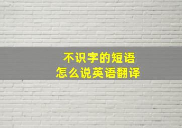 不识字的短语怎么说英语翻译